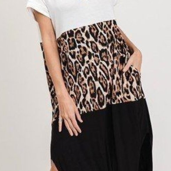 Leopard Color block v neck maxi dress USA CY Fashion see measurements - Picture 4 of 16